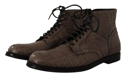 Botines Derby Dolce & Gabbana de piel de cocodrilo gris
