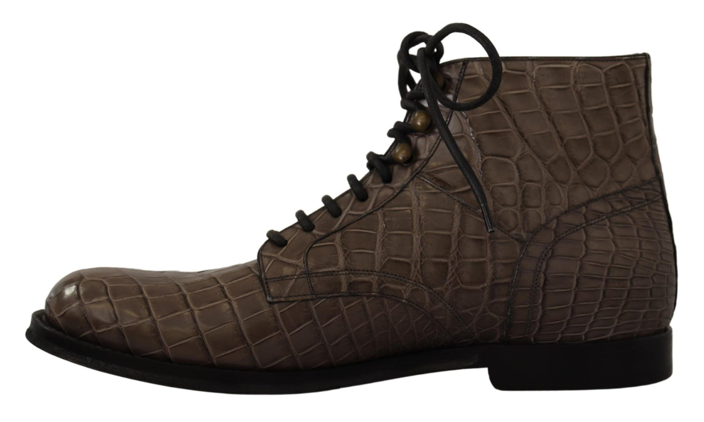 Botines Derby Dolce & Gabbana de piel de cocodrilo gris