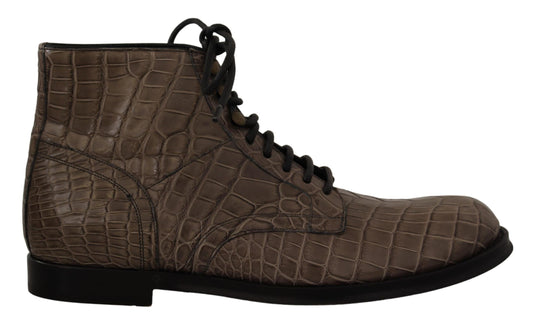 Botines Derby Dolce & Gabbana de piel de cocodrilo gris