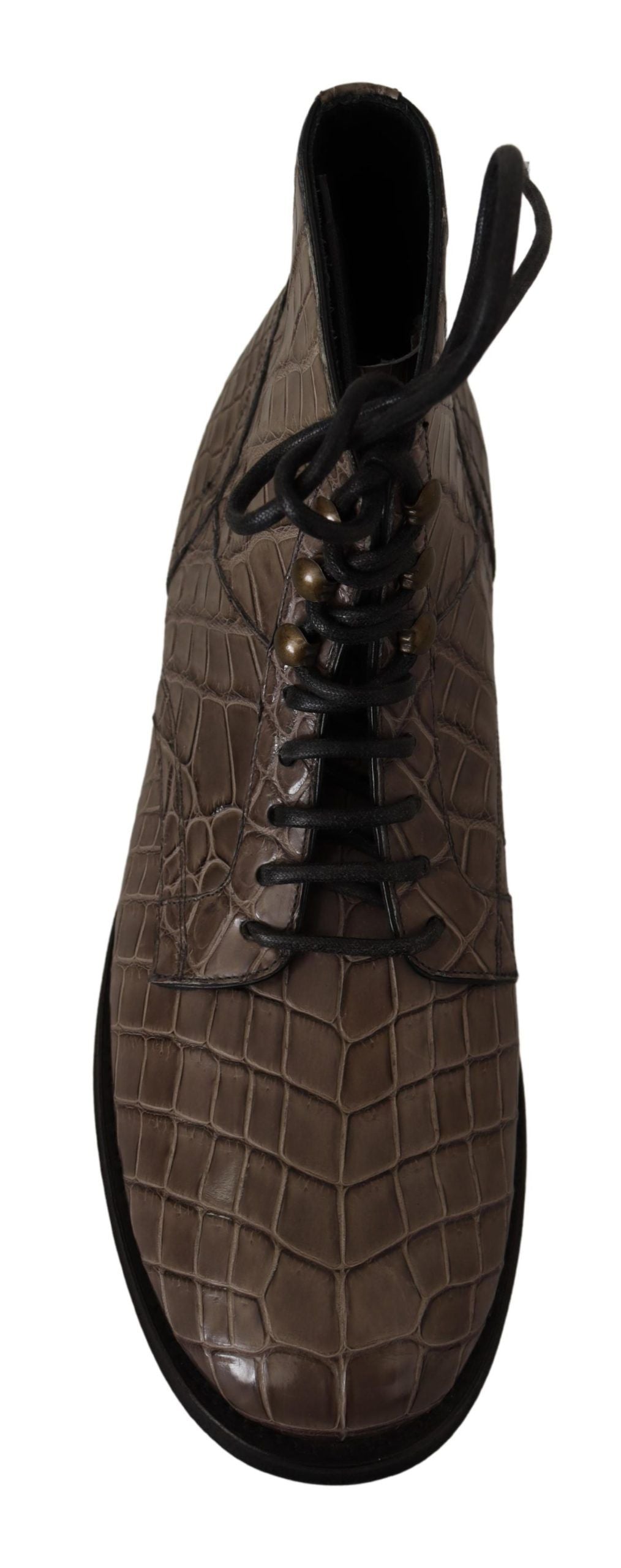 Botines Derby Dolce & Gabbana de piel de cocodrilo gris