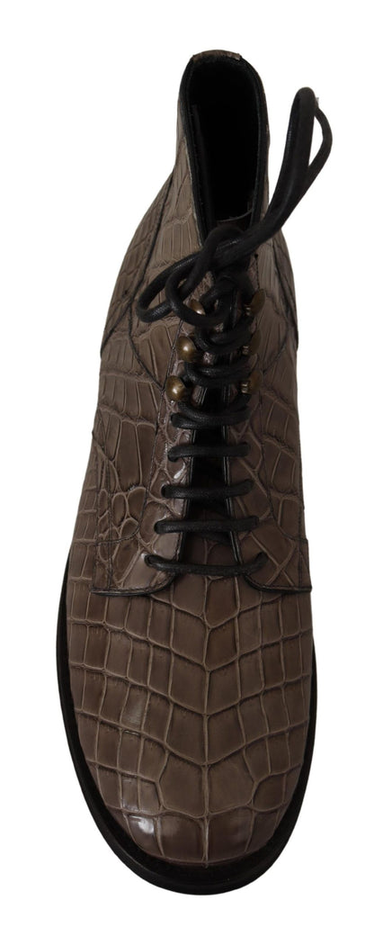 Botines Derby Dolce & Gabbana de piel de cocodrilo gris
