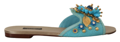 Sandalias Dolce & Gabbana Blue Crystal de Piel Exótica Azul Cristal