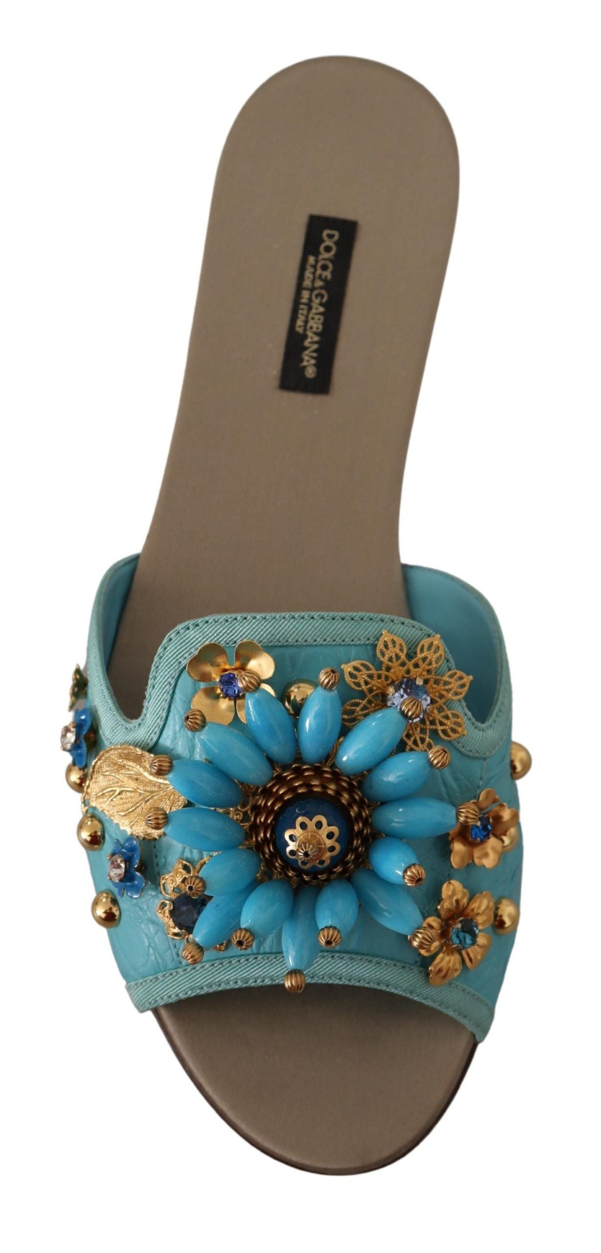 Sandalias Dolce & Gabbana Blue Crystal de Piel Exótica Azul Cristal