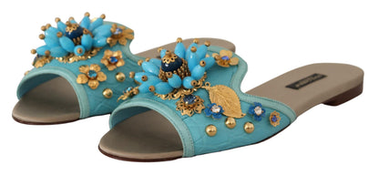 Sandalias Dolce & Gabbana Blue Crystal de Piel Exótica Azul Cristal