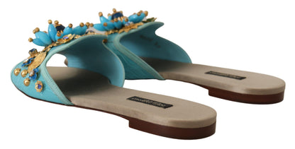 Sandalias Dolce & Gabbana Blue Crystal de Piel Exótica Azul Cristal