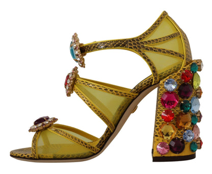 Zapatos Sandalias Dolce & Gabbana de cuero amarillo con cristales Ayers