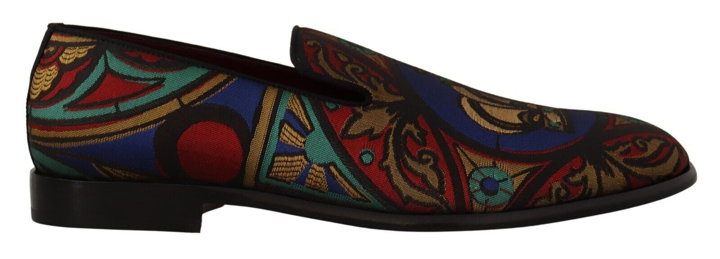 Zapatos tipo mocasín Dolce & Gabbana de jacquard multicolor con corona
