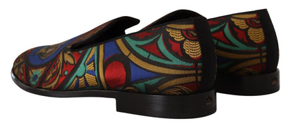 Zapatos tipo mocasín Dolce & Gabbana de jacquard multicolor con corona