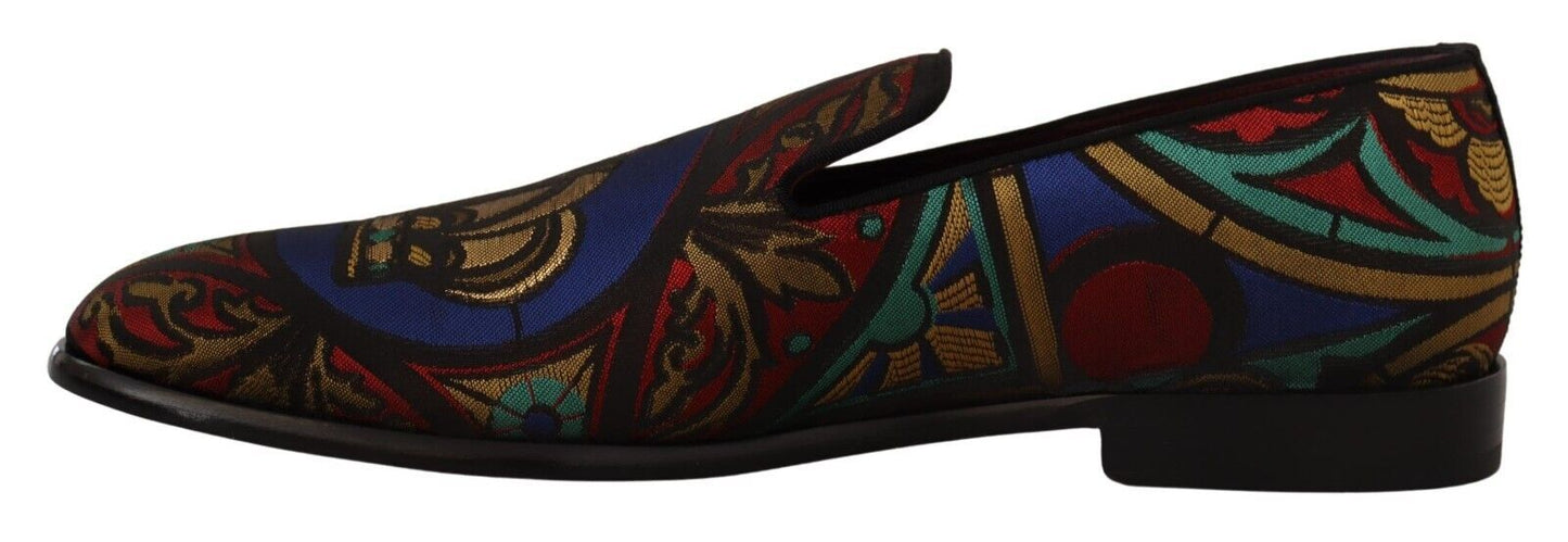 Zapatos tipo mocasín Dolce & Gabbana de jacquard multicolor con corona