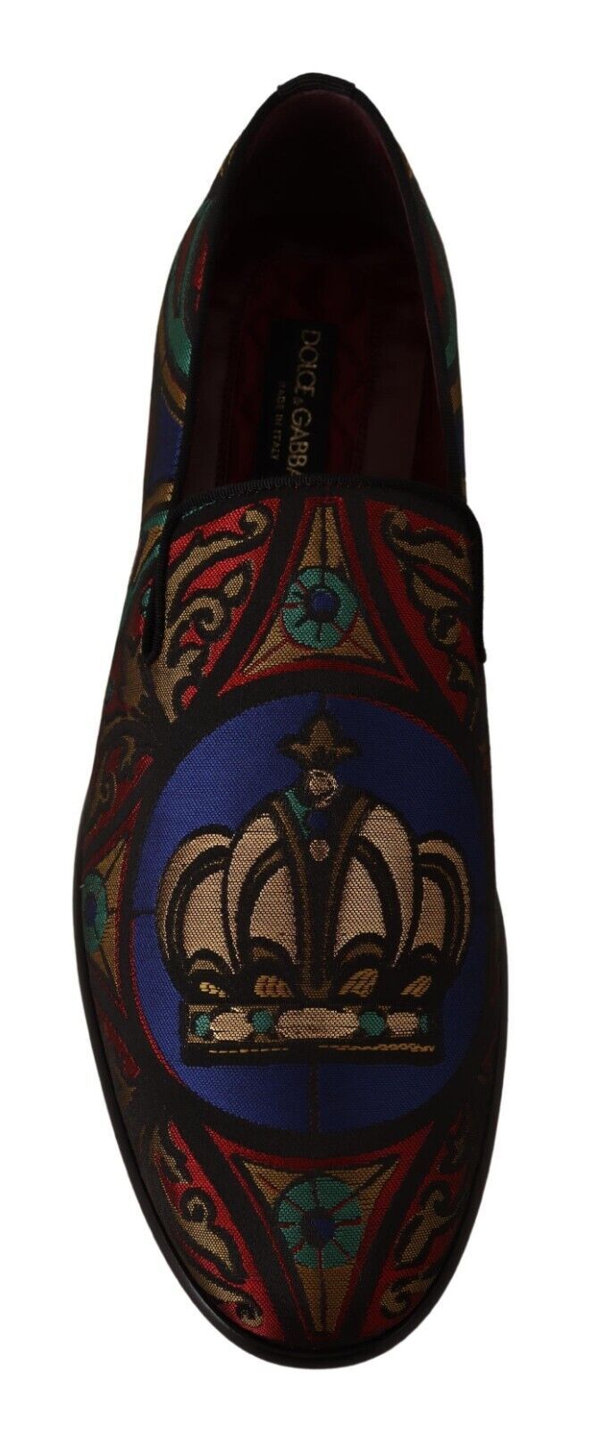 Zapatos tipo mocasín Dolce & Gabbana de jacquard multicolor con corona