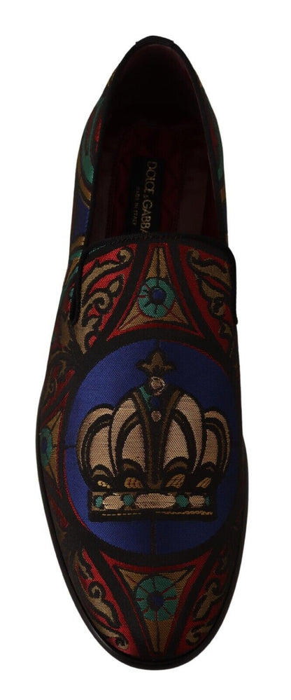 Zapatos tipo mocasín Dolce & Gabbana de jacquard multicolor con corona