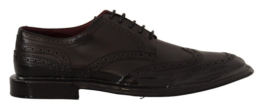 Zapatos Derby Oxford con puntera de ala y cuero negro de Dolce & Gabbana