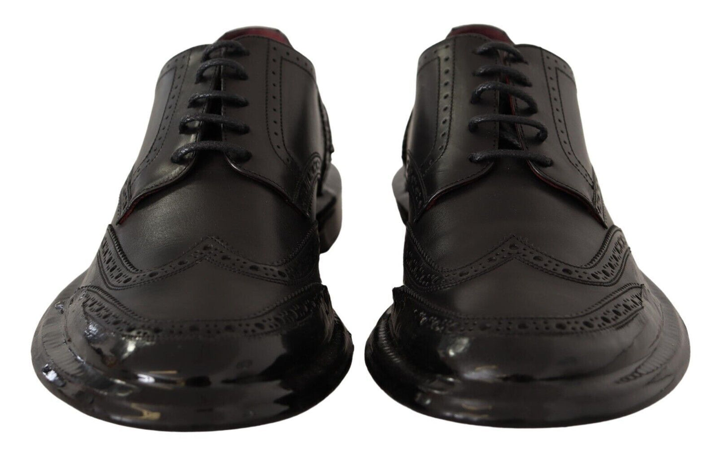 Zapatos Derby Oxford con puntera de ala y cuero negro de Dolce & Gabbana