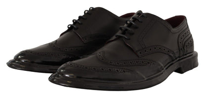 Zapatos Derby Oxford con puntera de ala y cuero negro de Dolce & Gabbana