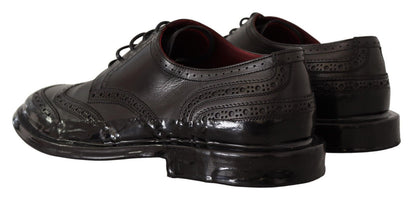 Zapatos Derby Oxford con puntera de ala y cuero negro de Dolce & Gabbana