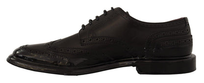 Zapatos Derby Oxford con puntera de ala y cuero negro de Dolce & Gabbana