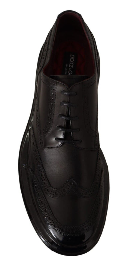 Zapatos Derby Oxford con puntera de ala y cuero negro de Dolce & Gabbana