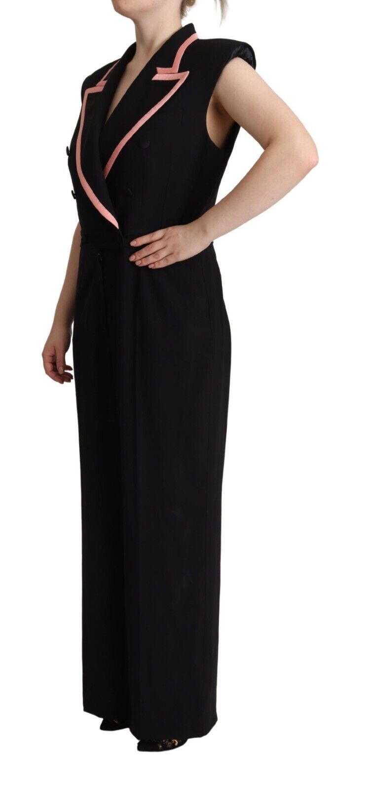 Vestido-mono sin mangas de mezcla de lana negra Dolce & Gabbana