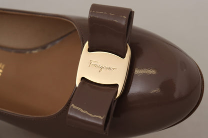 Salvatore Ferragamo Brown Naplak Leather Pumps