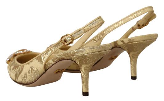 Zapatos de tacón Dolce & Gabbana Gold Crystal Slingbacks