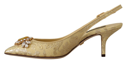 Zapatos de tacón Dolce & Gabbana Gold Crystal Slingbacks