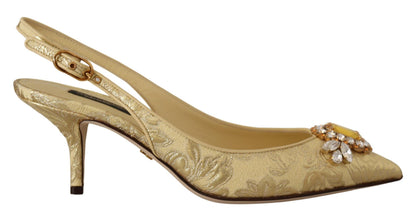 Zapatos de tacón Dolce & Gabbana Gold Crystal Slingbacks