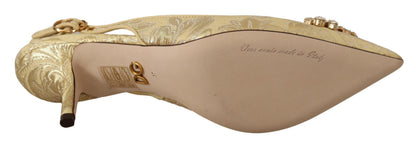Zapatos de tacón Dolce & Gabbana Gold Crystal Slingbacks