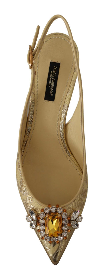Zapatos de tacón Dolce & Gabbana Gold Crystal Slingbacks