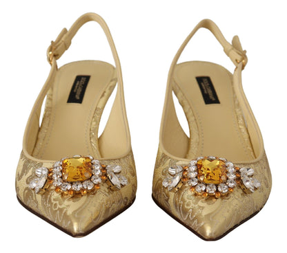 Zapatos de tacón Dolce & Gabbana Gold Crystal Slingbacks