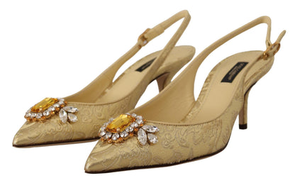 Zapatos de tacón Dolce & Gabbana Gold Crystal Slingbacks