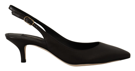 Zapatos de tacón Dolce & Gabbana de cuero negro con tiras traseras