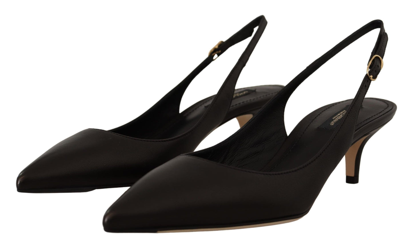 Zapatos de tacón Dolce & Gabbana de cuero negro con tiras traseras
