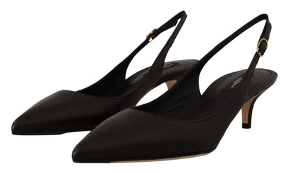 Zapatos de tacón Dolce & Gabbana de cuero negro con tiras traseras