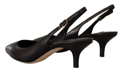 Zapatos de tacón Dolce & Gabbana de cuero negro con tiras traseras