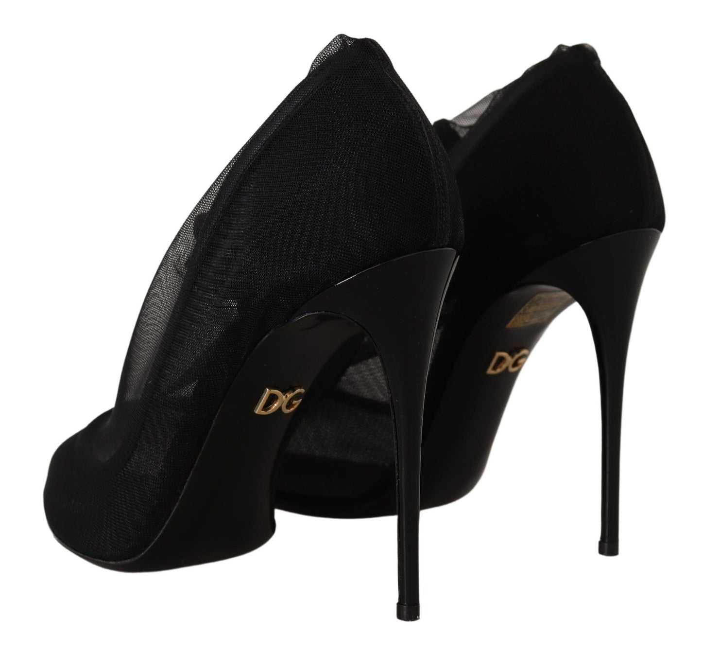 Zapatos de salón con botas de tul elástico negras Dolce & Gabbana