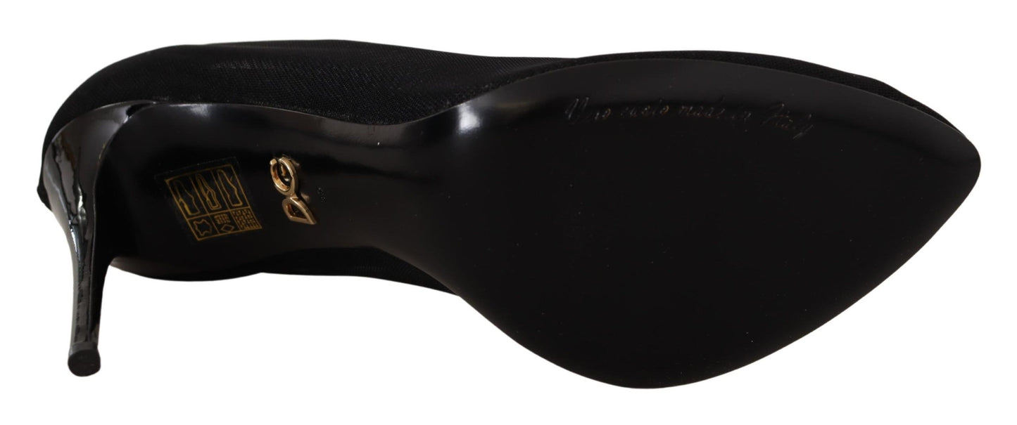 Zapatos de salón con botas de tul elástico negras Dolce & Gabbana