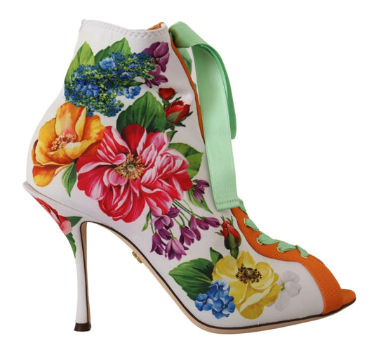 Zapatos de tacón Dolce & Gabbana de punto elástico blanco con puntera abierta