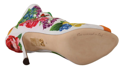 Zapatos de tacón Dolce & Gabbana de punto elástico blanco con puntera abierta