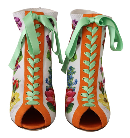 Zapatos de tacón Dolce & Gabbana de punto elástico blanco con puntera abierta