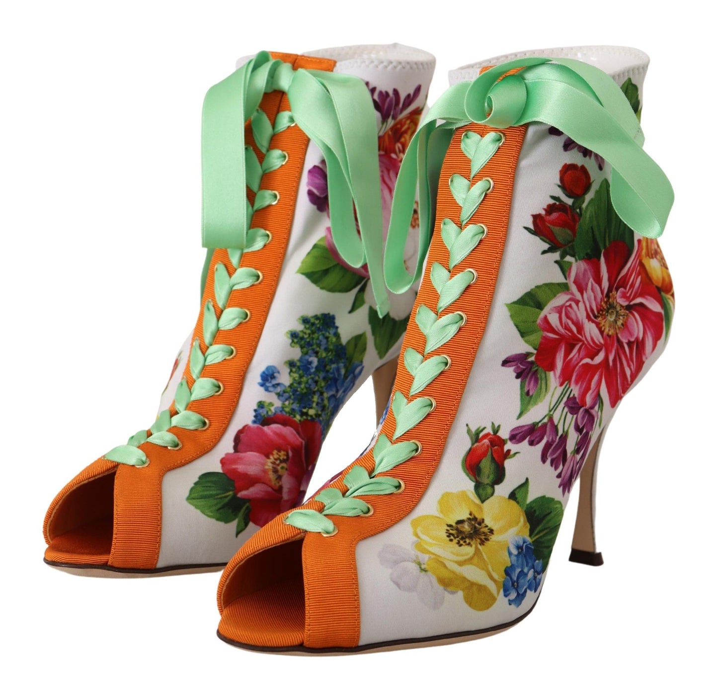 Zapatos de tacón Dolce & Gabbana de punto elástico blanco con puntera abierta