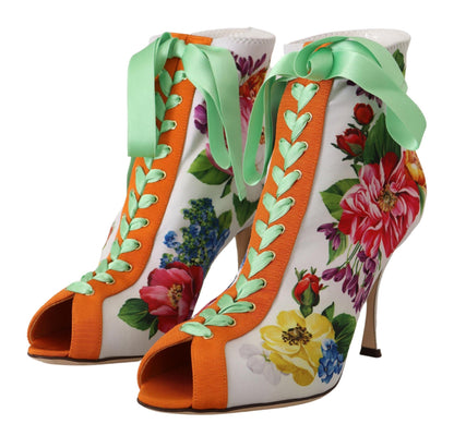 Zapatos de tacón Dolce & Gabbana de punto elástico blanco con puntera abierta