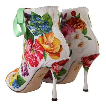 Zapatos de tacón Dolce & Gabbana de punto elástico blanco con puntera abierta