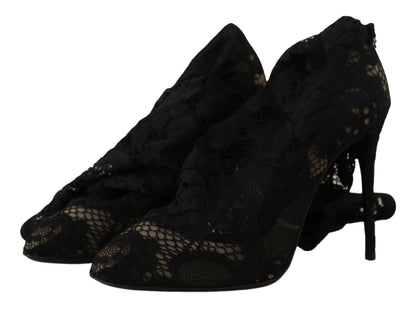 Dolce & Gabbana Botines de Encaje Taormina Elásticos Negros