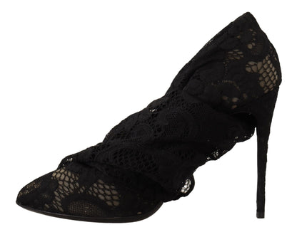 Dolce & Gabbana Botines de Encaje Taormina Elásticos Negros