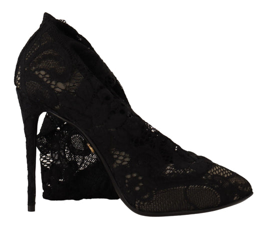 Dolce & Gabbana Botines de Encaje Taormina Elásticos Negros
