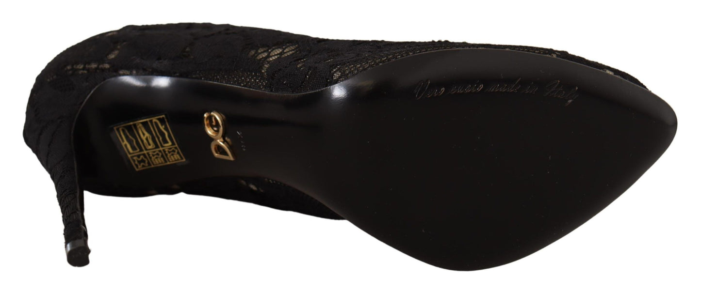 Dolce & Gabbana Botines de Encaje Taormina Elásticos Negros