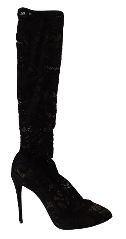 Dolce & Gabbana Botines de Encaje Taormina Elásticos Negros