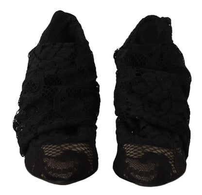 Dolce & Gabbana Botines de Encaje Taormina Elásticos Negros