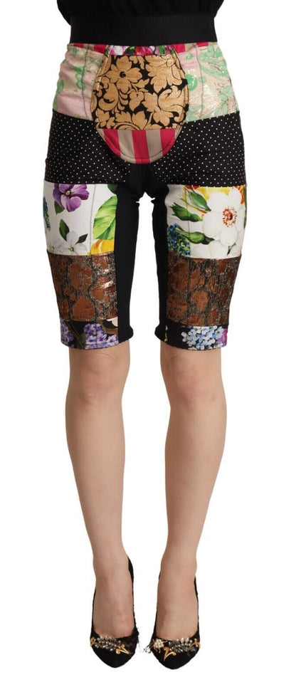 Pantalones cropped de talle alto con patchwork multicolor de Dolce & Gabbana