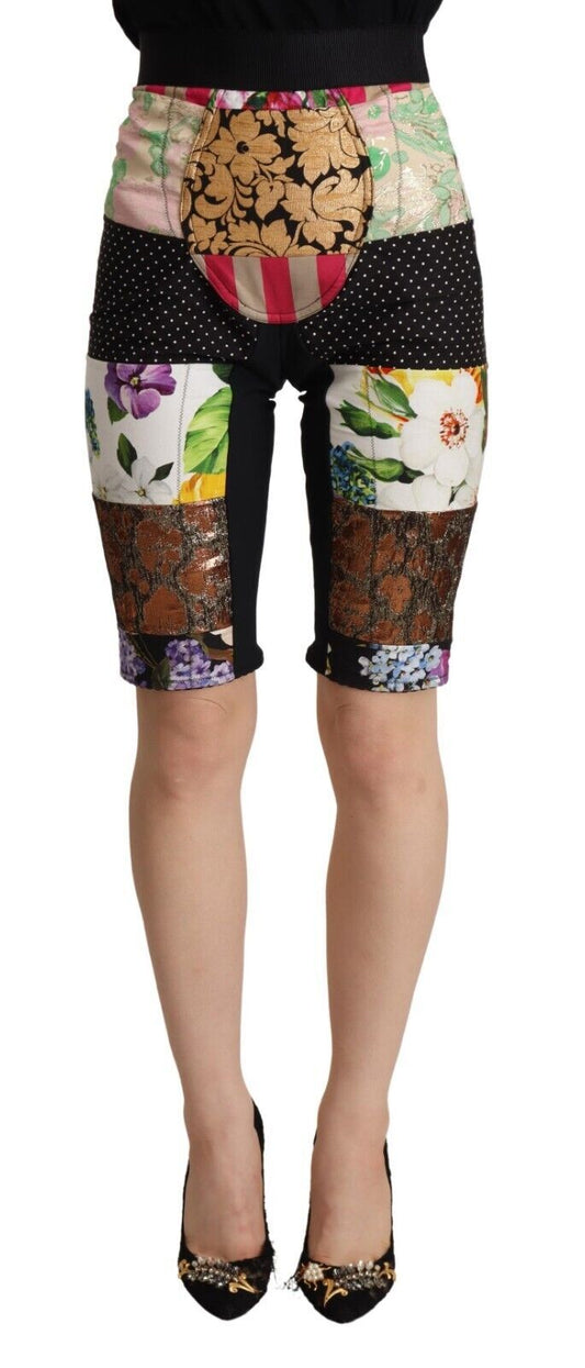 Pantalones cropped de talle alto con patchwork multicolor de Dolce & Gabbana
